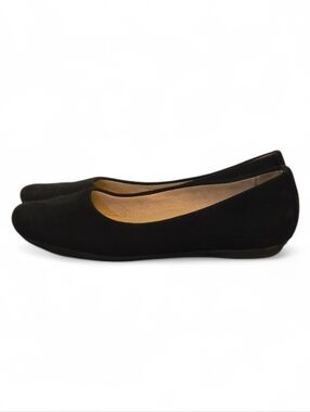 Classic Black Suede Ballet Flats Size 8